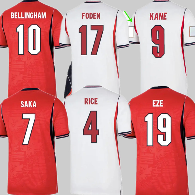 2026 England Soccer Jersey World Cup BELLINGHAM RASHFORD KANE SAKA RICE FODEN 2026 2027 Englandes Home away National Team Men uniform