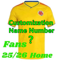 2026 COLOMBIA Soccer Jersey World Cup C. CHUCHO CUADRADO LUIS DIAZ FALCAO National Team JAMES D.VALOYES ARANGO Home Away 2026 2027 Men Football Uniform