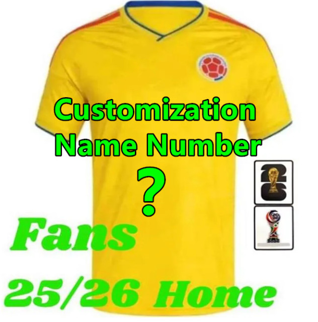2026 COLOMBIA Soccer Jersey World Cup C. CHUCHO CUADRADO LUIS DIAZ FALCAO National Team JAMES D.VALOYES ARANGO Home Away 2026 2027 Men Football Uniform