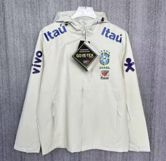Brazil hooded stand-up collar coat VINI JR. NEYMAR JR  National Team G.JESUS  Mencasual sports lightweight jacket-style windbreaker Football training suit storm jacket
