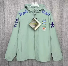 Brazil hooded stand-up collar coat VINI JR. NEYMAR JR  National Team G.JESUS  Mencasual sports lightweight jacket-style windbreaker Football training suit storm jacket