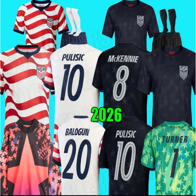 2026 USA Soccer Jersey World Cup PULISIC BALOGUN AARONSON WRIGHT LALAS National Team United States Home Away 2026 2027 Men kids KIt Football Uniform