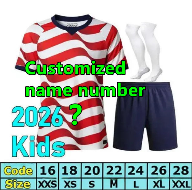 2026 USA Soccer Jersey World Cup PULISIC BALOGUN AARONSON WRIGHT LALAS National Team United States Home Away 2026 2027 Men kids KIt Football Uniform