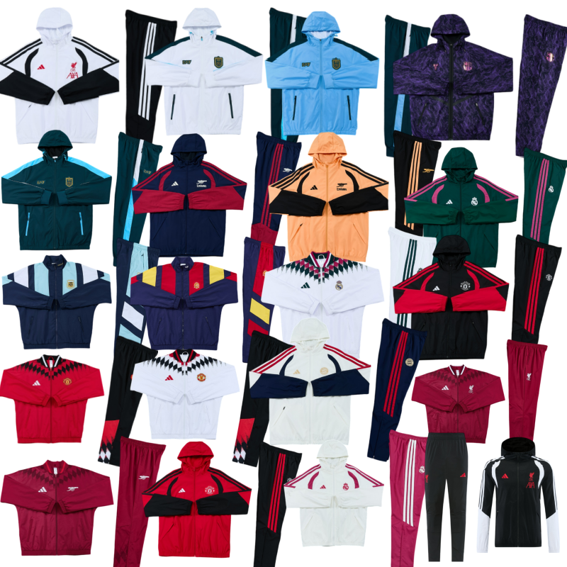 New Windbreaker jacket Coat  Adults kit   Arsenal Bayern Munich Manchester United Real Madrid Spain Argentina Naples Liverpool Barcelona 2026 2027  New zipper pocket  jacket  jersey 10-20 days. It will arrive in your country