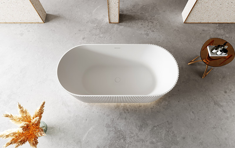 High-End Oval Vertical line Stripes Freestanding Acrylic Bathtub TW-7681