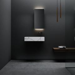 Factory Supply Quality Assurance Wall-Mounted Marble Texture Pattern Solid Surface Single Bathroom Basin SW-HG671