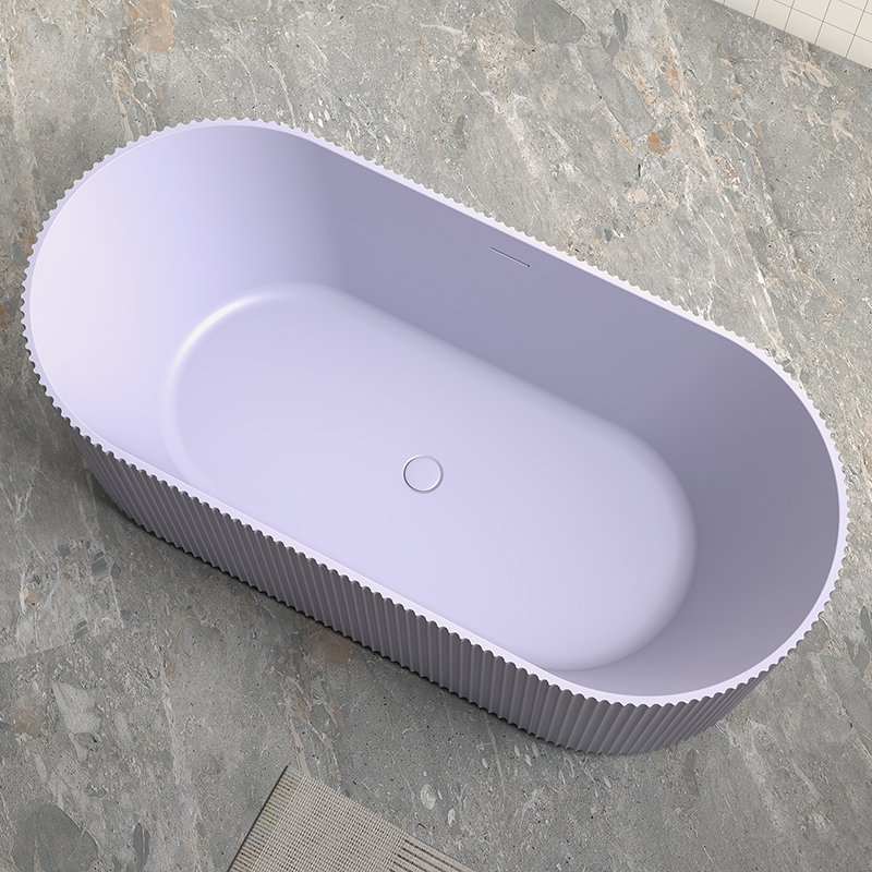 Supplier Vertical line Stripes Fluted Freestanding Solid Surface Bathtub TW-8681