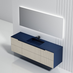 Wholesale Price Double Sinks Fluted Wall Mounted Bathroom Cabinet Set Multi Drawers WBL-6113