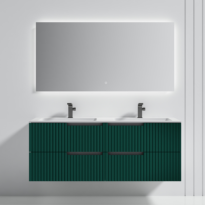 Wholesale Price Double Sinks Fluted Wall Mounted Bathroom Cabinet Set Multi Drawers WBL-6112