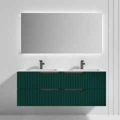 Wholesale Price Double Sinks Fluted Wall Mounted Bathroom Cabinet Set Multi Drawers WBL-6112