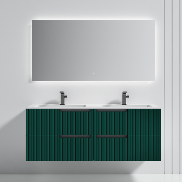 Wholesale Price Double Sinks Fluted Wall Mounted Bathroom Cabinet Set Multi Drawers WBL-6112