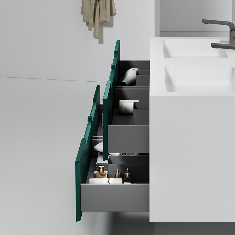 Wholesale Price Double Sinks Fluted Wall Mounted Bathroom Cabinet Set Multi Drawers WBL-6112