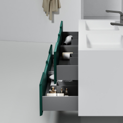 Wholesale Price Double Sinks Fluted Wall Mounted Bathroom Cabinet Set Multi Drawers WBL-6112