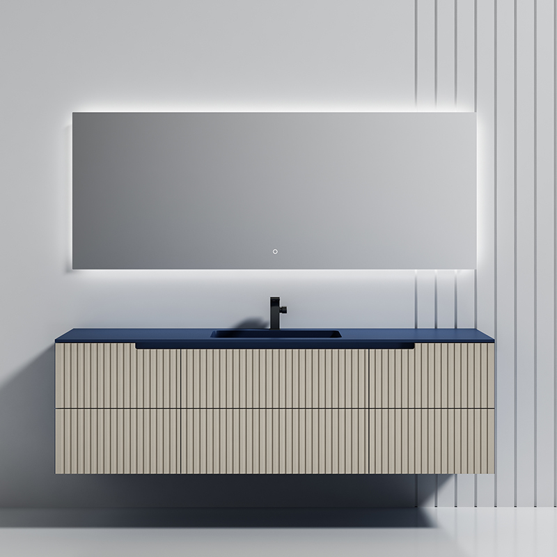 Wholesale Price Double Sinks Fluted Wall Mounted Bathroom Cabinet Set Multi Drawers WBL-6113