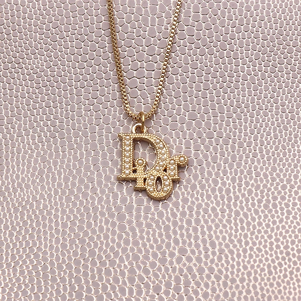 Dior Pearl Square Chain Necklace