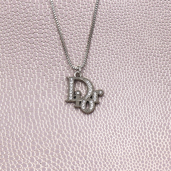 Dior Crystal Square Chain Necklace