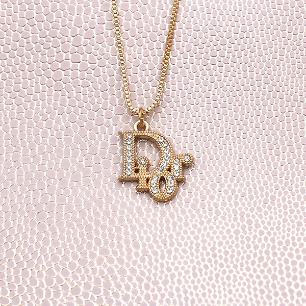 Dior Crystal Square Chain Necklace
