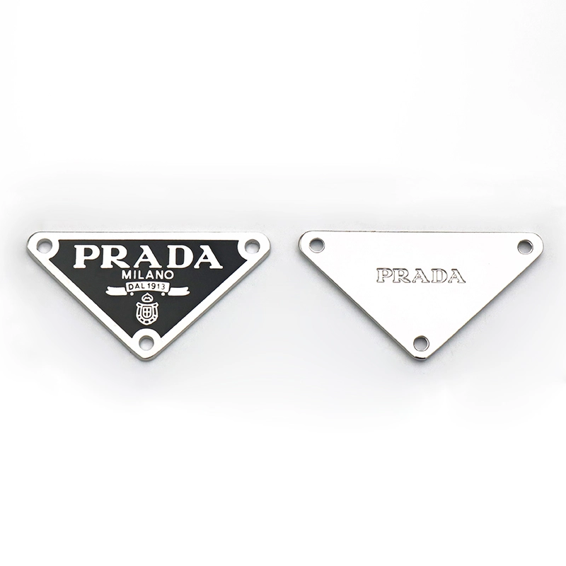 High-end PRADA triangle leather label leather brand metal letter badge armband badge jewelry decoration label DIY clothing accessories