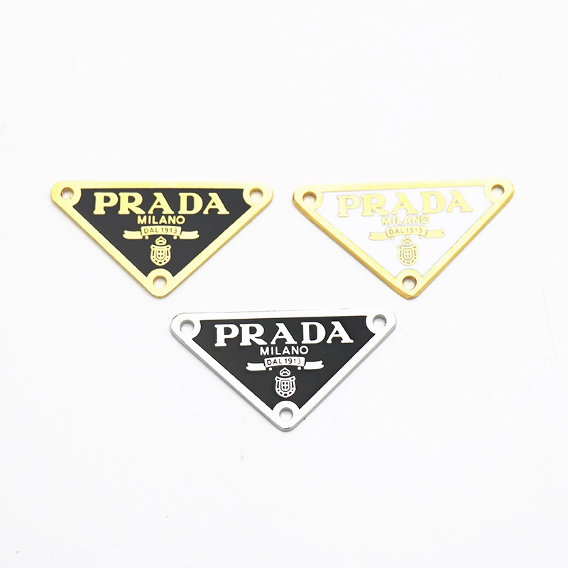 High-end PRADA triangle leather label leather brand metal letter badge armband badge jewelry decoration label DIY clothing accessories
