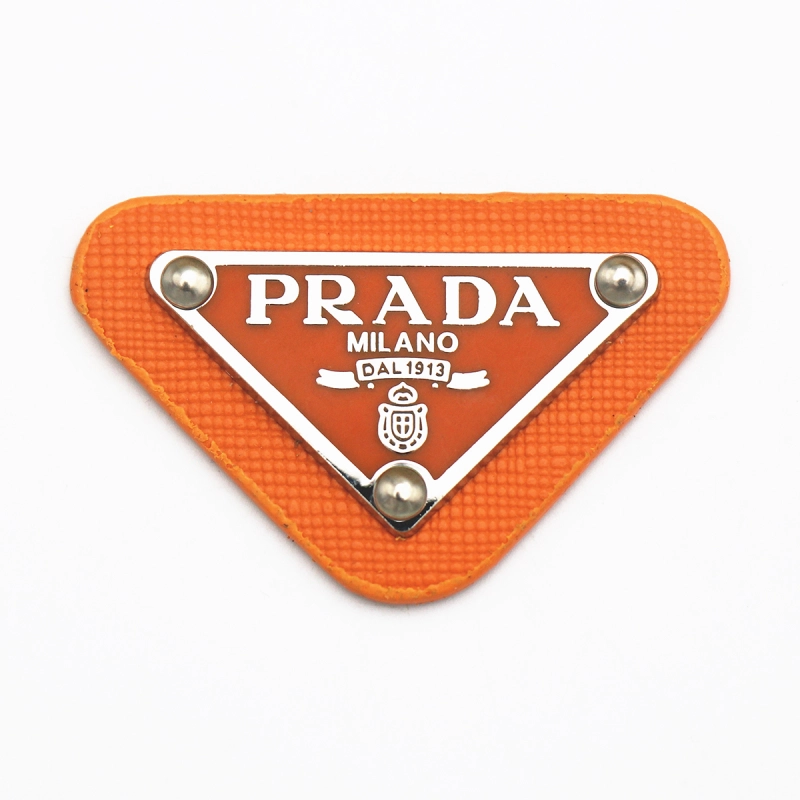 PRADA triangle leather label for sale leather brand inverted triangle label clothing shoes and hats hair accessories leather trademark DIY clothing accessories