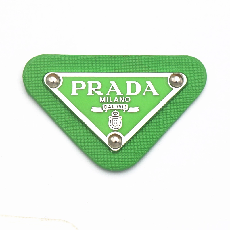 PRADA triangle leather label for sale leather brand inverted triangle label clothing shoes and hats hair accessories leather trademark DIY clothing accessories