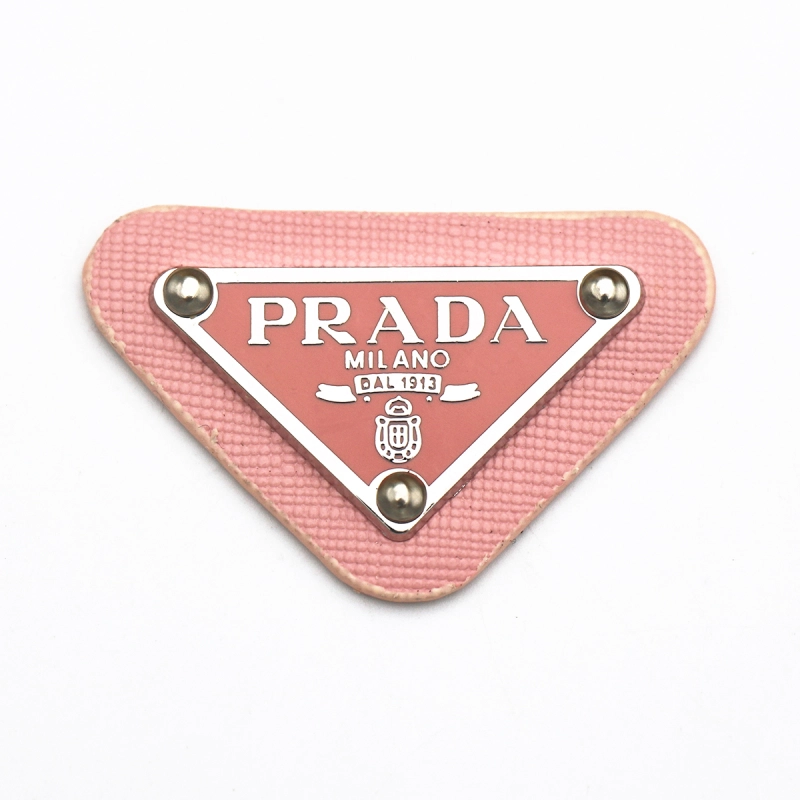 PRADA triangle leather label for sale leather brand inverted triangle label clothing shoes and hats hair accessories leather trademark DIY clothing accessories