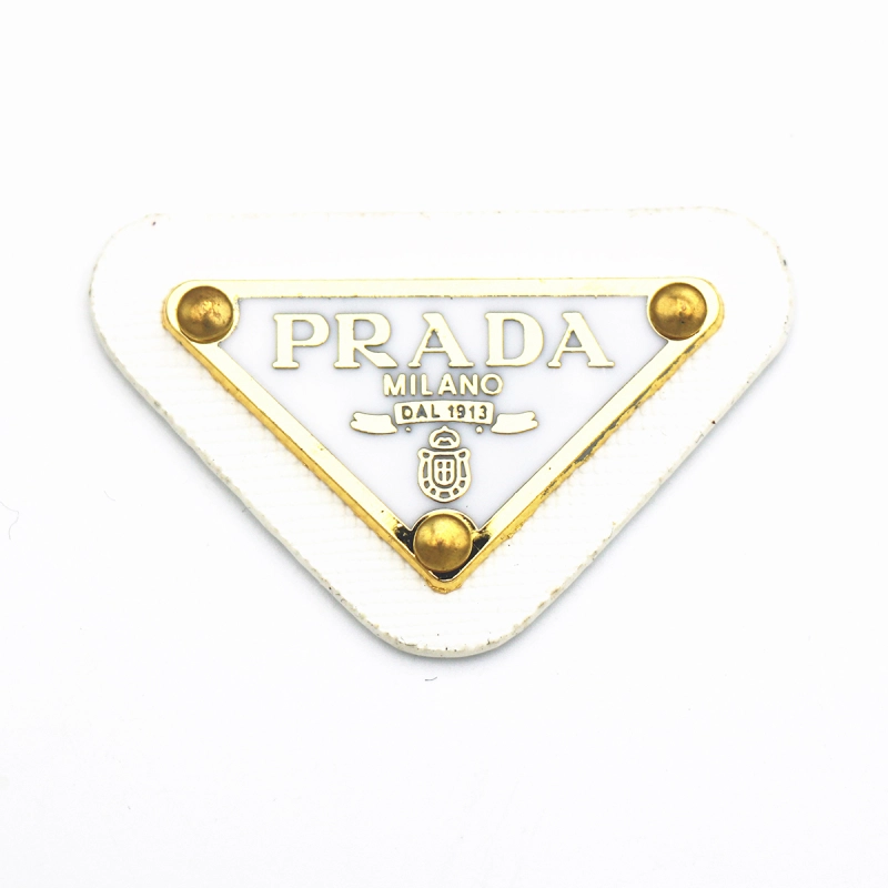 PRADA triangle leather label for sale leather brand inverted triangle label clothing shoes and hats hair accessories leather trademark DIY clothing accessories
