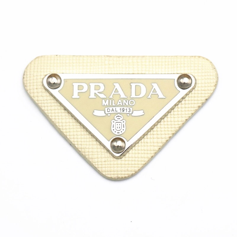 PRADA triangle leather label for sale leather brand inverted triangle label clothing shoes and hats hair accessories leather trademark DIY clothing accessories