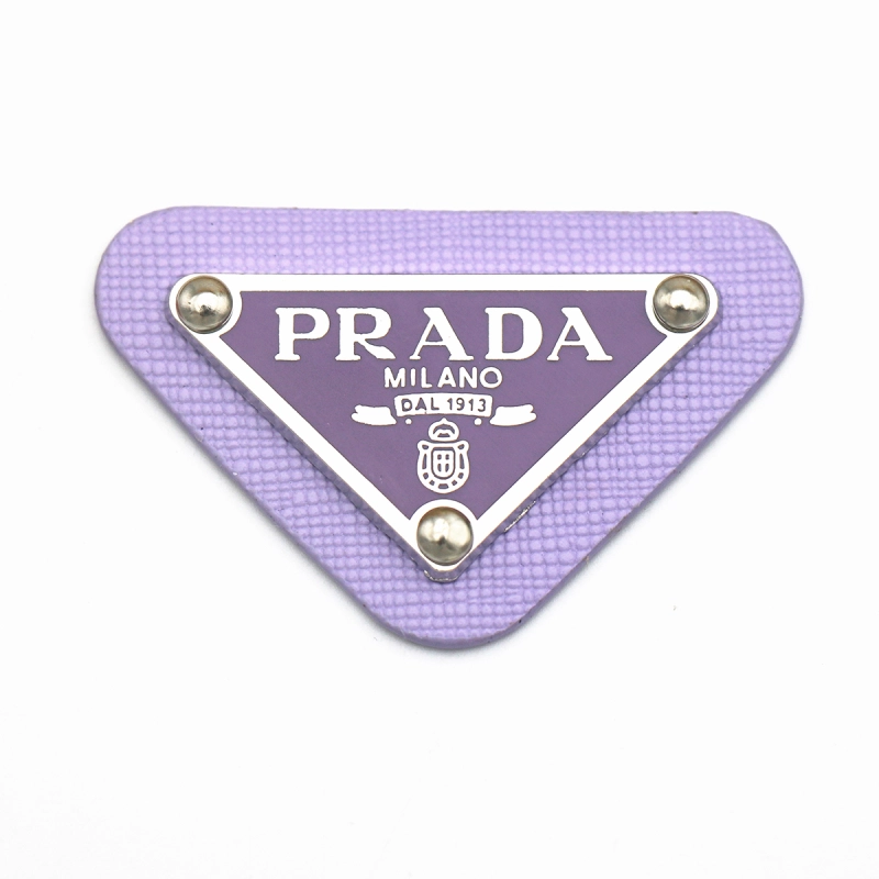 PRADA triangle leather label for sale leather brand inverted triangle label clothing shoes and hats hair accessories leather trademark DIY clothing accessories