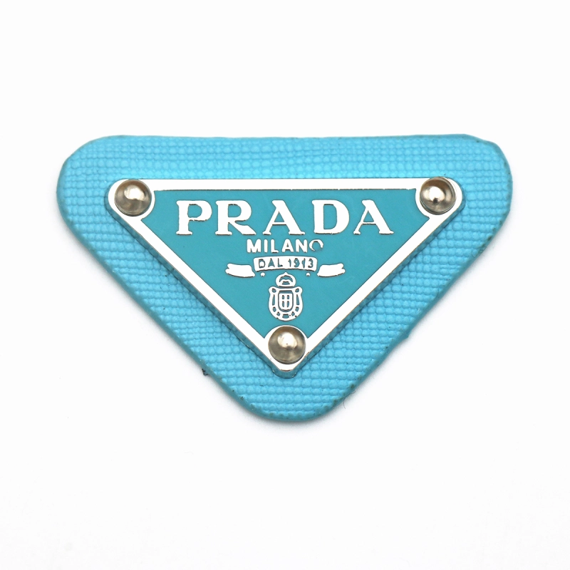 PRADA triangle leather label for sale leather brand inverted triangle label clothing shoes and hats hair accessories leather trademark DIY clothing accessories