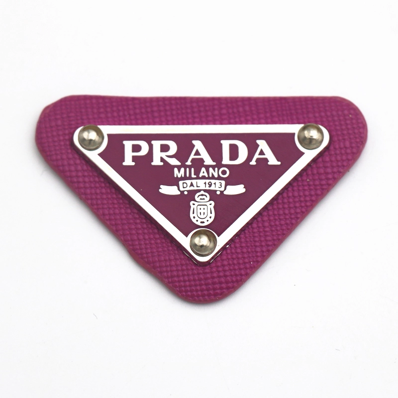 PRADA triangle leather label for sale leather brand inverted triangle label clothing shoes and hats hair accessories leather trademark DIY clothing accessories
