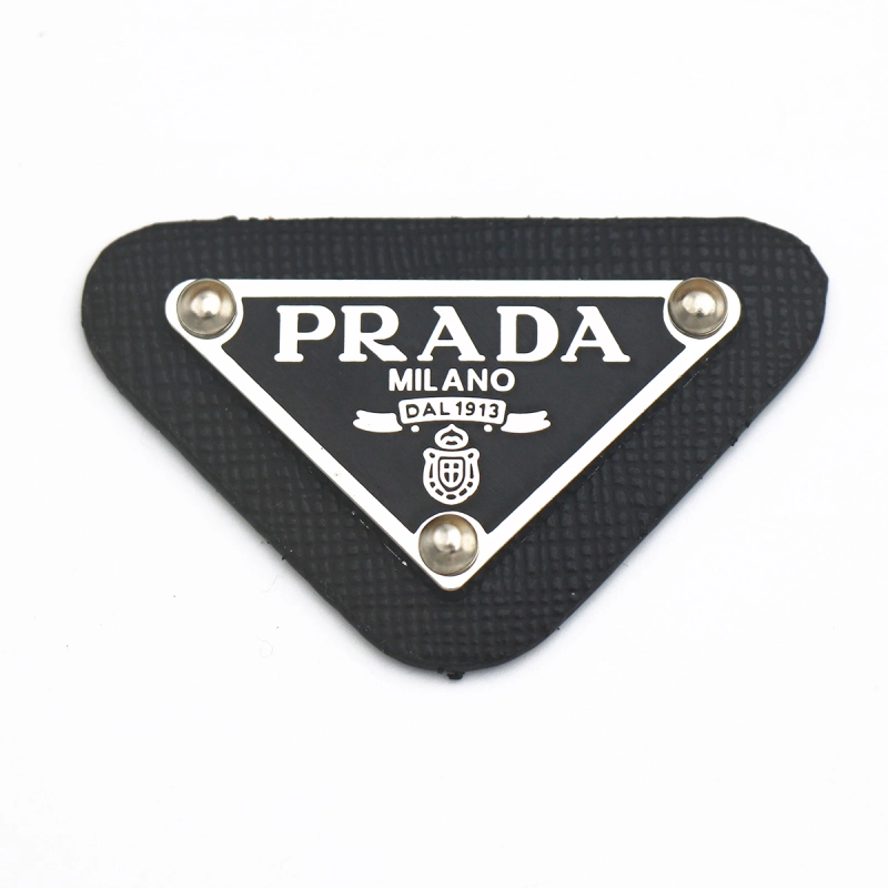 PRADA triangle leather label for sale leather brand inverted triangle label clothing shoes and hats hair accessories leather trademark DIY clothing accessories