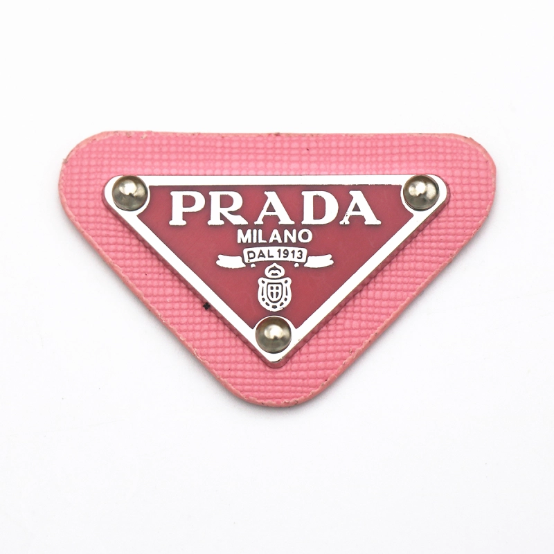PRADA triangle leather label for sale leather brand inverted triangle label clothing shoes and hats hair accessories leather trademark DIY clothing accessories