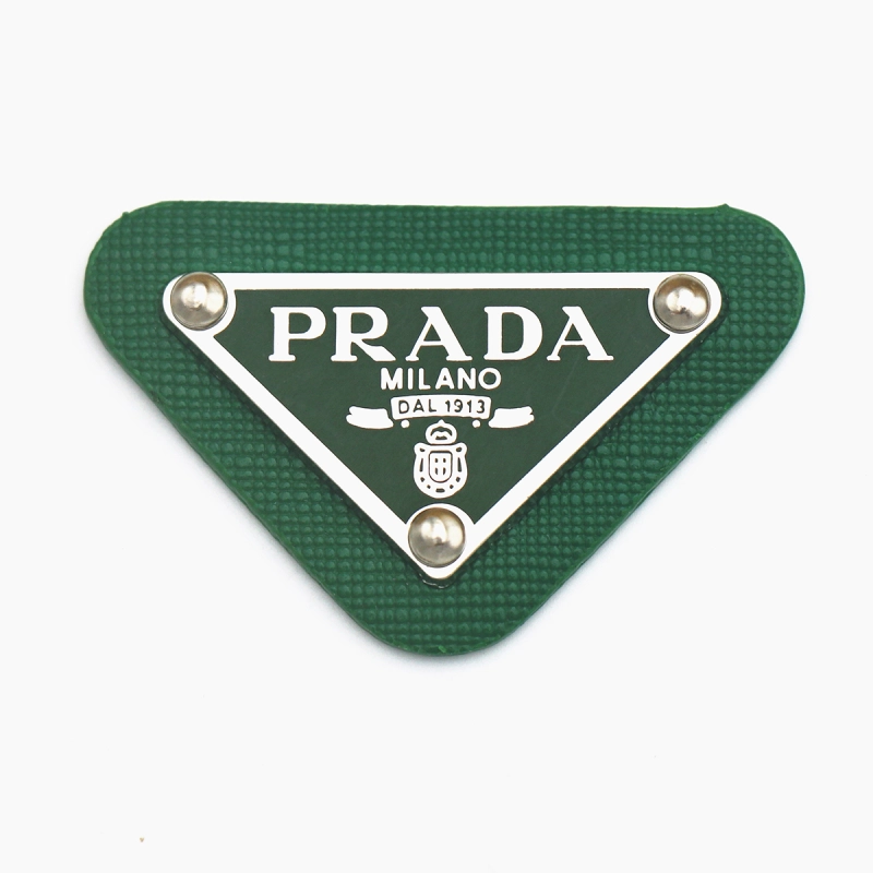 PRADA triangle leather label for sale leather brand inverted triangle label clothing shoes and hats hair accessories leather trademark DIY clothing accessories