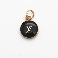 Luxury LV Gold Double Sided Charm Zipper Pull in Black