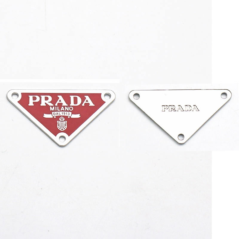 High-end PRADA triangle leather label leather brand metal letter badge armband badge jewelry decoration label DIY clothing accessories