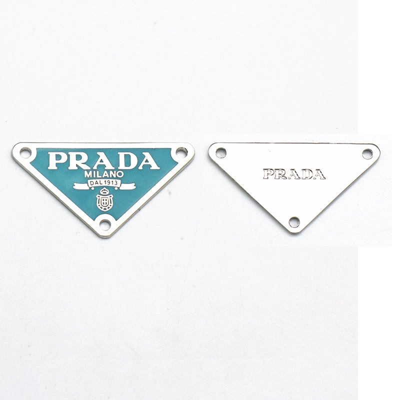 High-end PRADA triangle leather label leather brand metal letter badge armband badge jewelry decoration label DIY clothing accessories