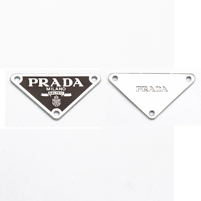 High-end PRADA triangle leather label leather brand metal letter badge armband badge jewelry decoration label DIY clothing accessories