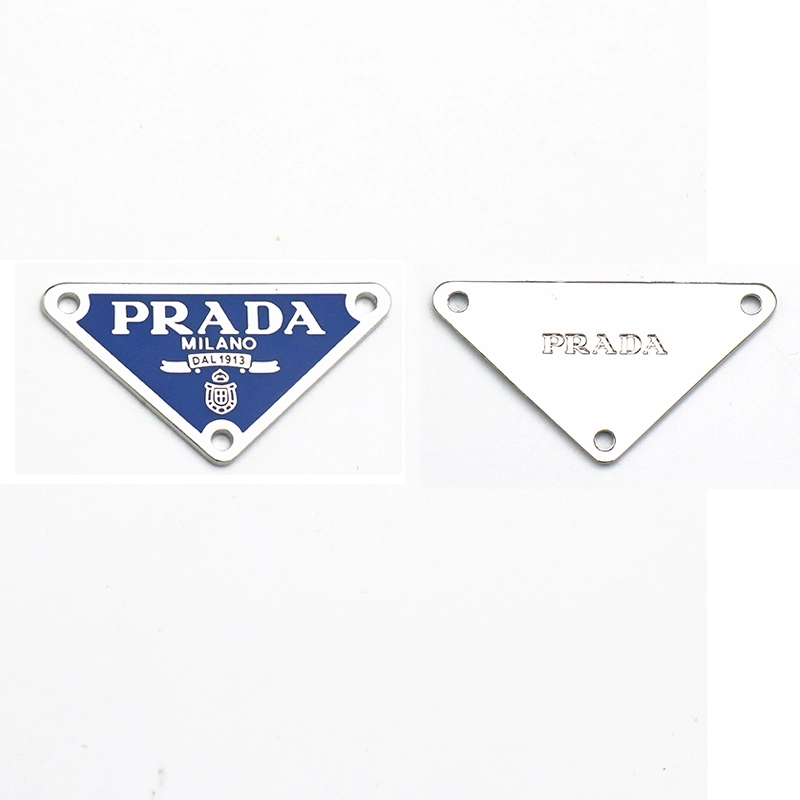 High-end PRADA triangle leather label leather brand metal letter badge armband badge jewelry decoration label DIY clothing accessories