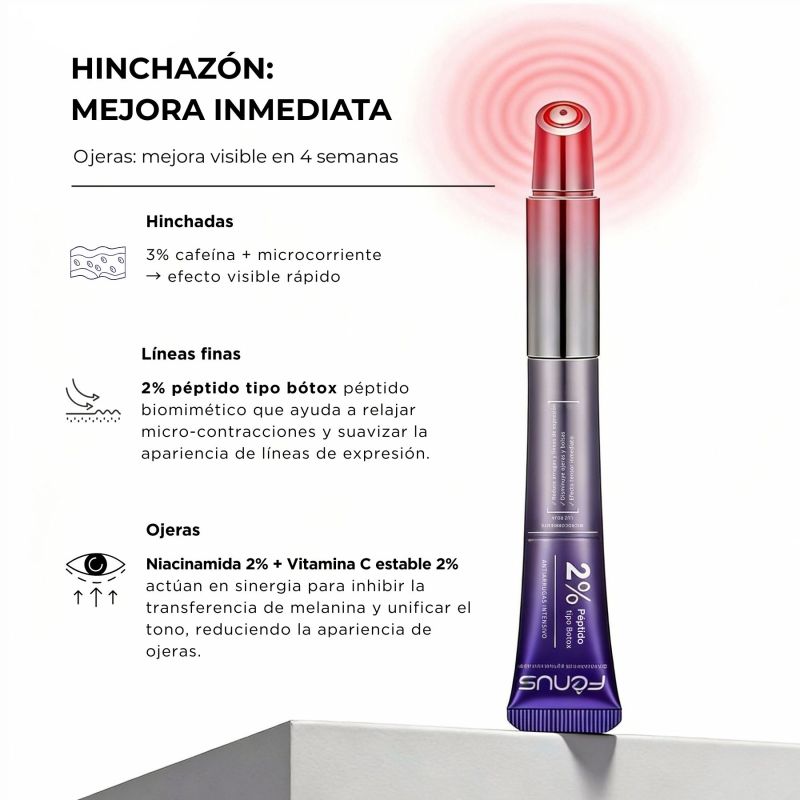 Fenus Contorno de Ojos 20 ml con 2% péptido Microcorriente y LED Roja