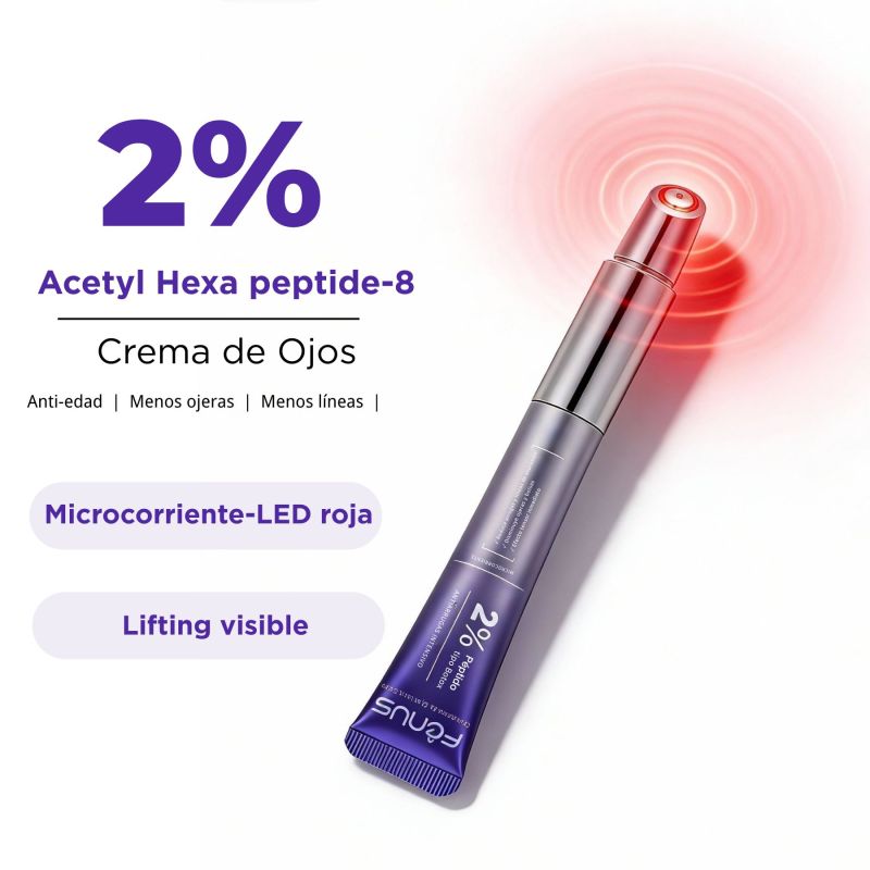 Fenus Contorno de Ojos 20 ml con 2% Péptido Botox-like, Microcorriente y LED Roja| Apto piel sensible