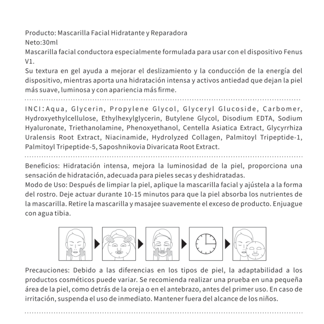 Fenus Mascarilla Facial Conductora Hidratante y Reafirmante
