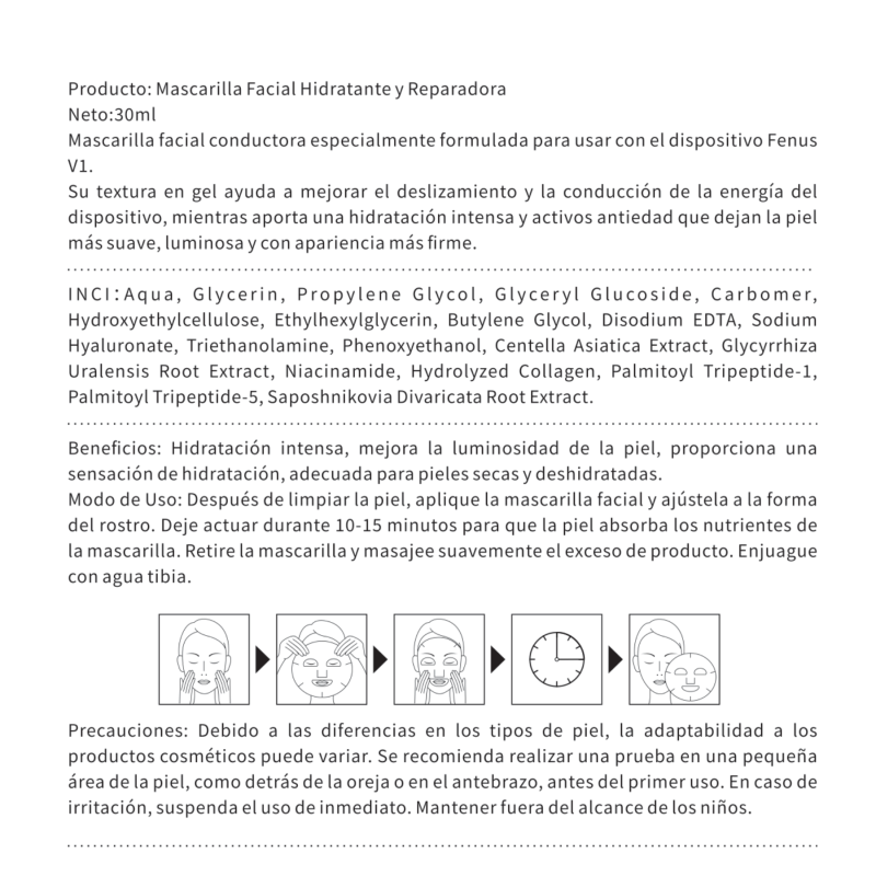 Fenus Mascarilla Facial Conductora Hidratante y Reafirmante
