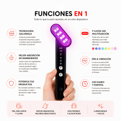 FÉNUS Varita de Belleza | Galvanic + 9 Luces LED para una Piel Más Radiante y Luminos