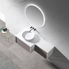 Popular Wholesale DesignerSingle Counter Top Sink Wall Mounted Hanging Bathroom Vanity Cabinet WBL-0728
