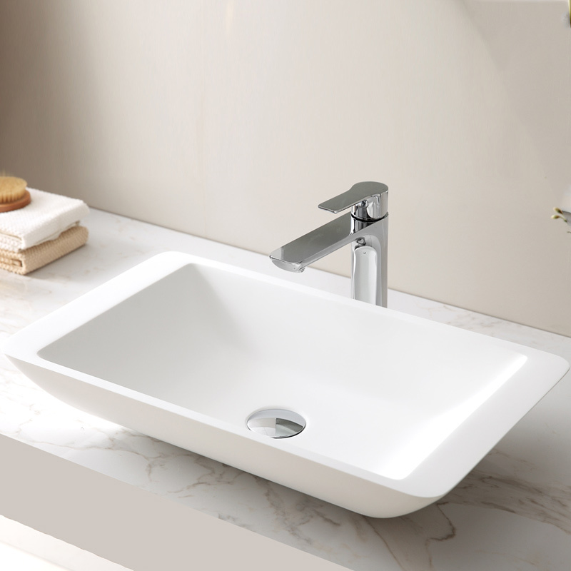 Exporter Rectangle Above Counter Top Artificial Stone Bathroom Basin XA-A22
