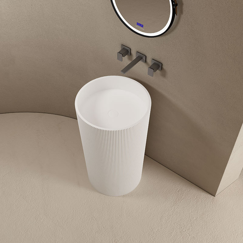 Factory Supply Quality Assurance Fluted Freestanding Pedestal Sink Bathroom Wash Basin TW-8689Z
