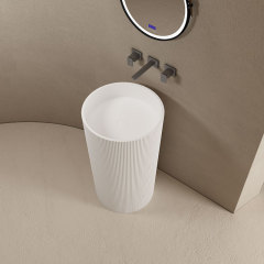 Factory Supply Quality Assurance Fluted Freestanding Pedestal Sink Bathroom Wash Basin TW-8689Z
