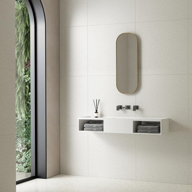 Wholesale High End Quality Wall-Mount Hung Resin Stone Single Bathroom Sink TW-G815