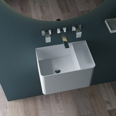 China Wholesale Factory Wall-Mount Hung Solid Surface Wash Basin Single Bathroom Sink TW-G902